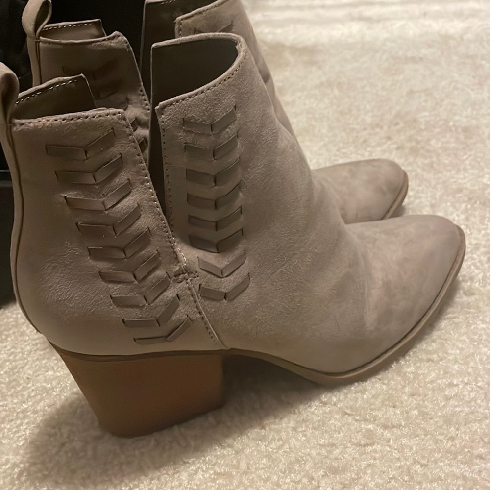 Beige suede booties